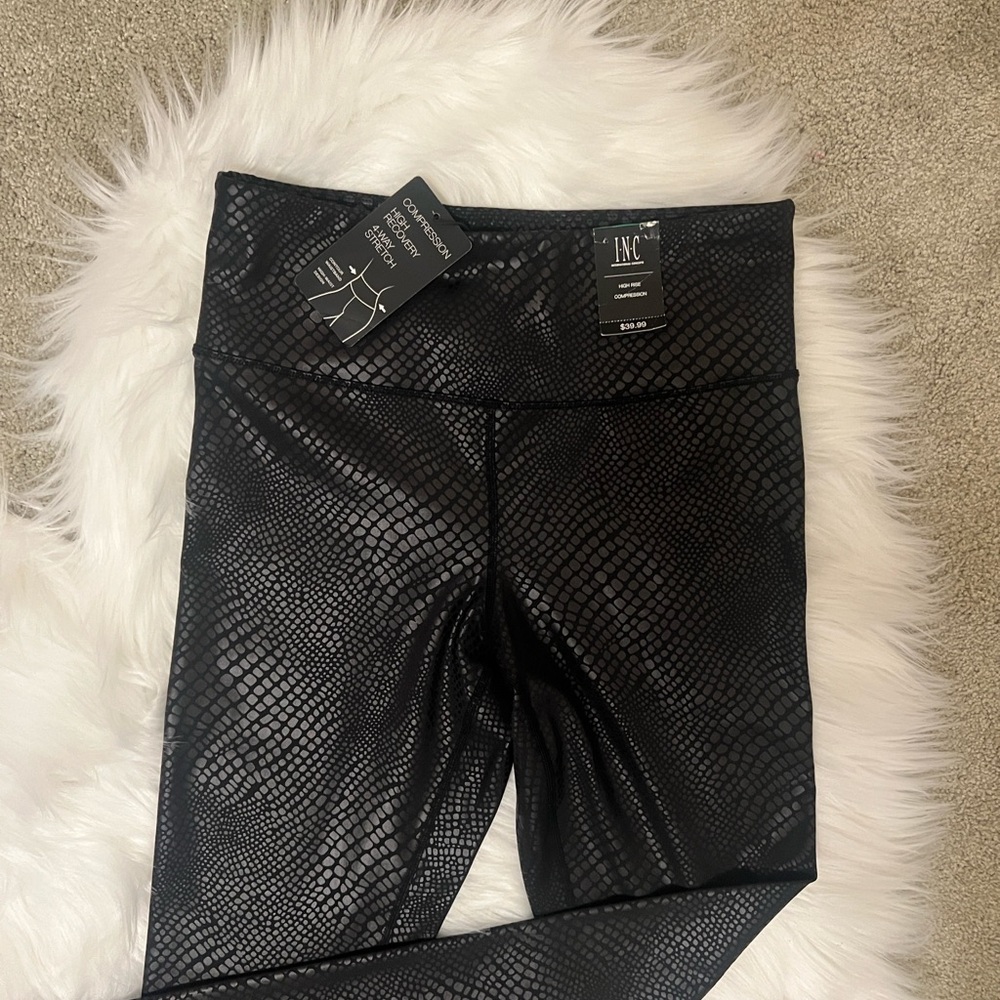 INC International Concepts black snakeskin print leggings